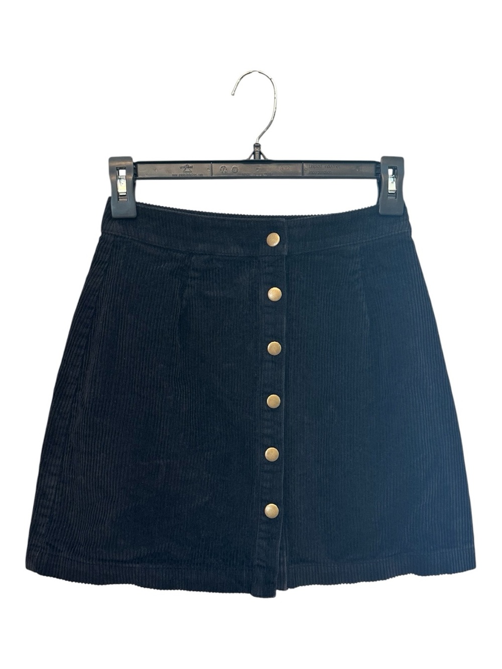 Tobi Black Corduroy 100% Cotton Button-Front Mini Skirt Size XS